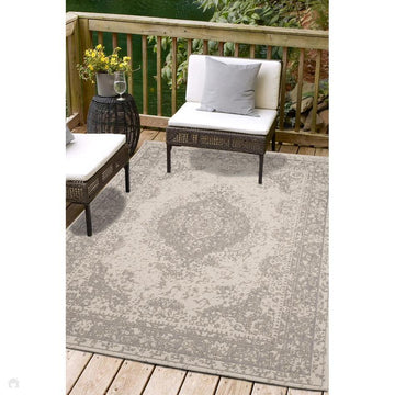 County Medallion Silver In-Outdoor Flatweave Rug-Melrose-Rug Love - The Most Loved Rug Store